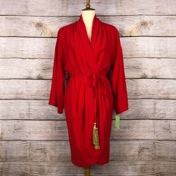 Anne Klein Dresses & Skirts - Vintage Ann Klein Red Wrap Kimono Style Dress